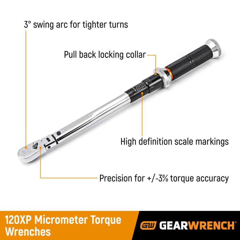 1/4 in Drive 120XP Micrometer Torque Wrench 30-200 in/Lbs 85171