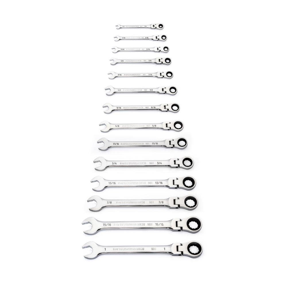 14 Pc 90T 12 Point Flex Head Ratcheting Combination SAE Wrench Set 86759