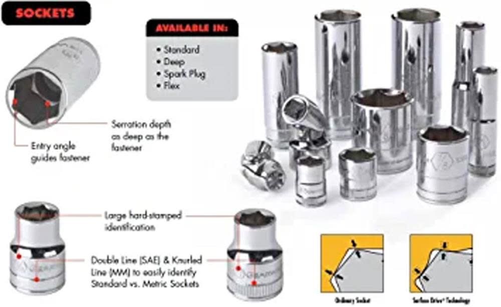 1/4in Drive 12 Point Standard SAE Socket Set 10pc 80307D