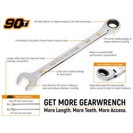 15/16in 90T 12 Point Ratcheting Combination Wrench 86952