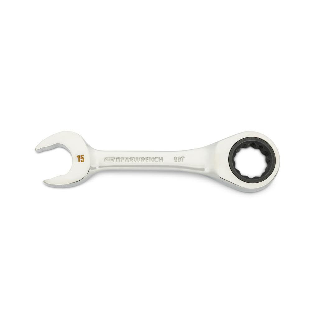 15mm 90-Tooth 12 Point Stubby Combination Ratcheting Wrench 86845