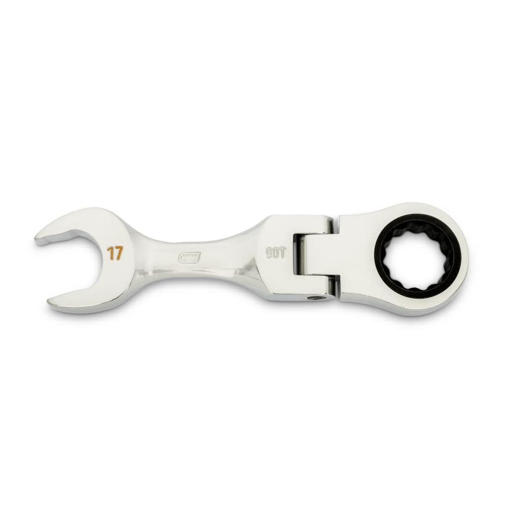 17mm 90-Tooth 12 Point Stubby Flex Combination Ratcheting Wrench 86867