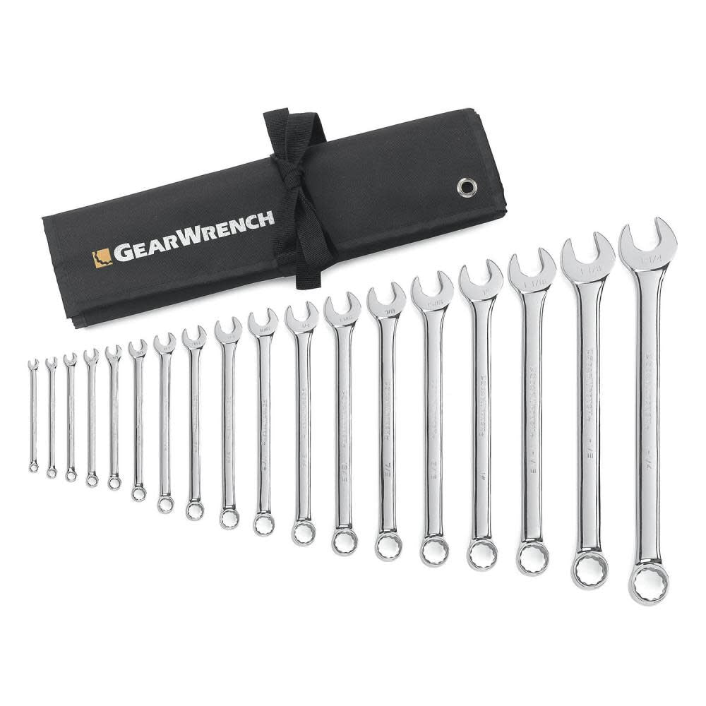 18 Piece 12 Point Long Pattern Combination Wrench Set SAE 81917