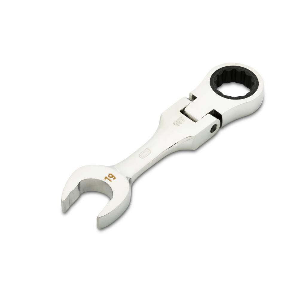 19mm 90-Tooth 12 Point Stubby Flex Combination Ratcheting Wrench 86869