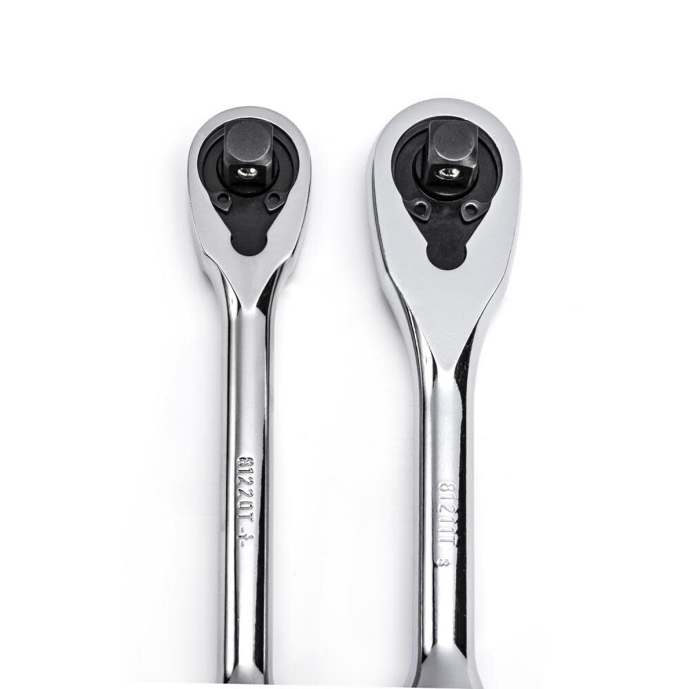 2 Pc 3/8 Drive 90-Tooth Compact Head Teardrop Ratchet Setin 81253T