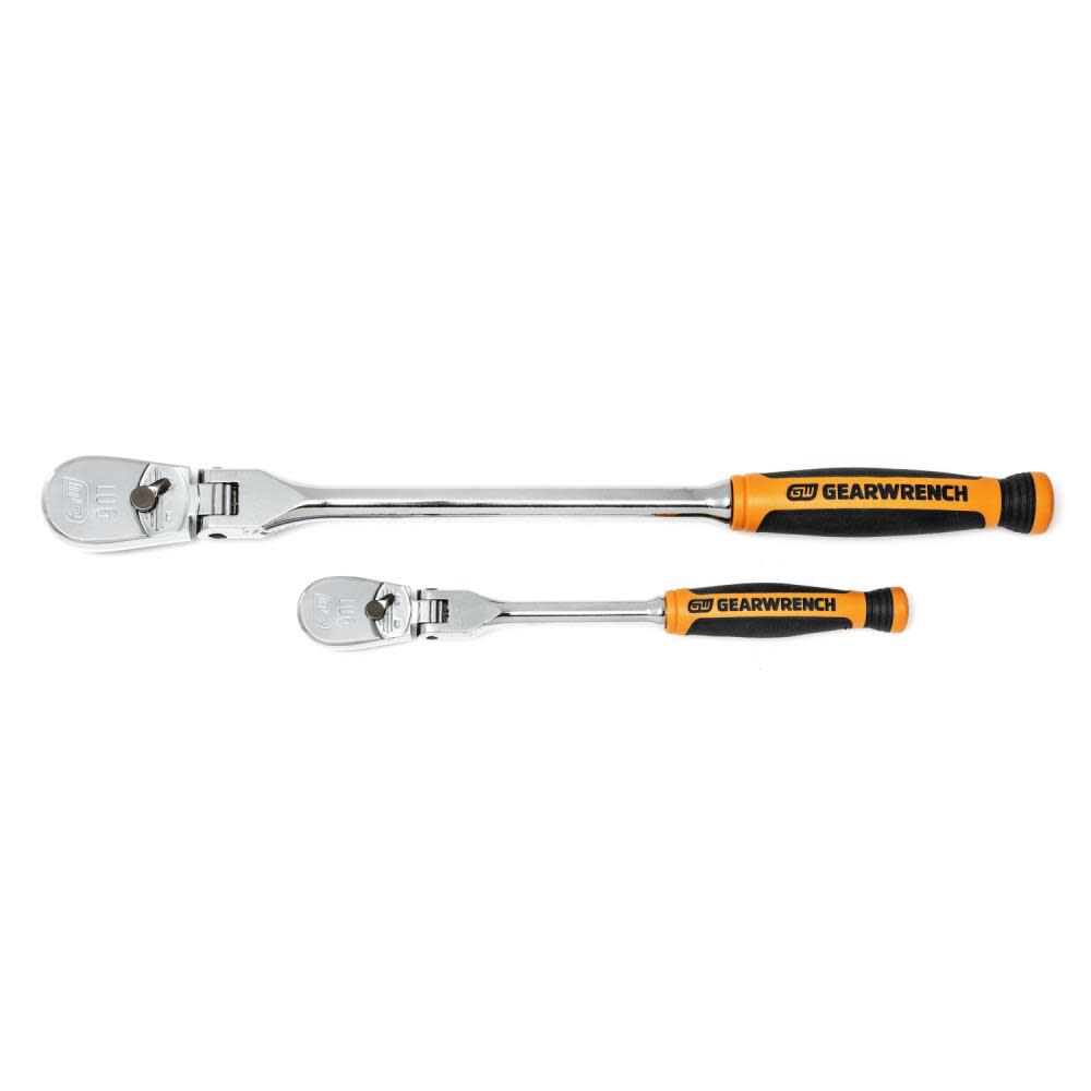 2 Piece 1/4in and 3/8in 90 Tooth Dual Material Flex Head Ratchet Set 81204T