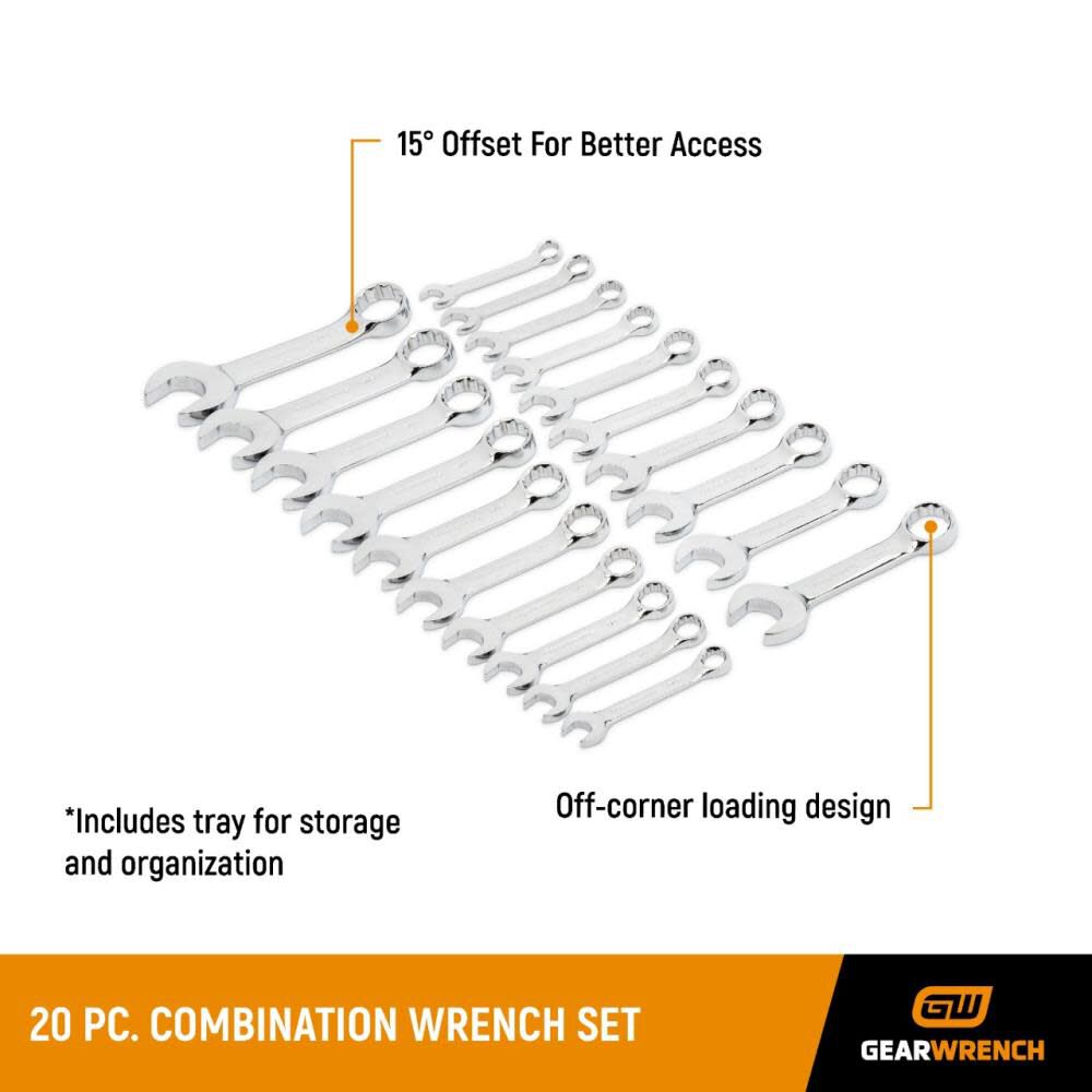 20-Piece 12-Point Metric and Standard (SAE) Standard Combination Wrench Set 81903