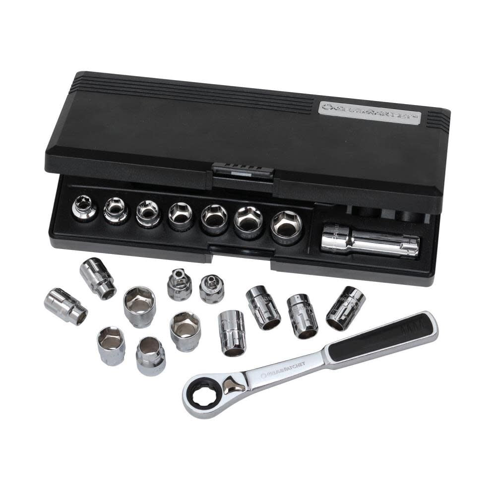 21 Pc 3/8 In. Drive SAE/Metric Pass-Thru GearRatchet Mechanics Tool Set 8921