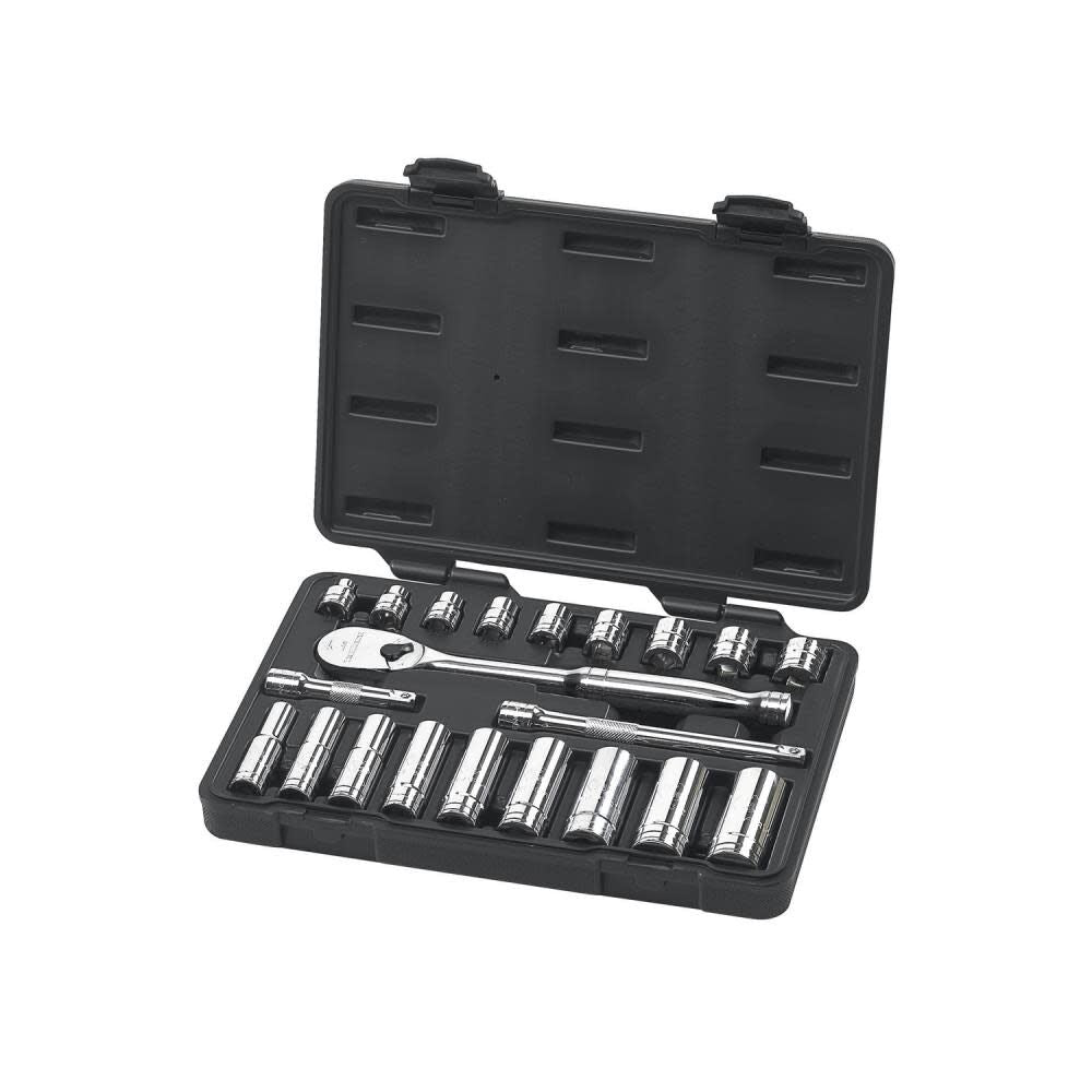 21 Piece 3/8 Drive 6 and 12 Point Standard and Deep Mechanics Tool Set SAE 80557