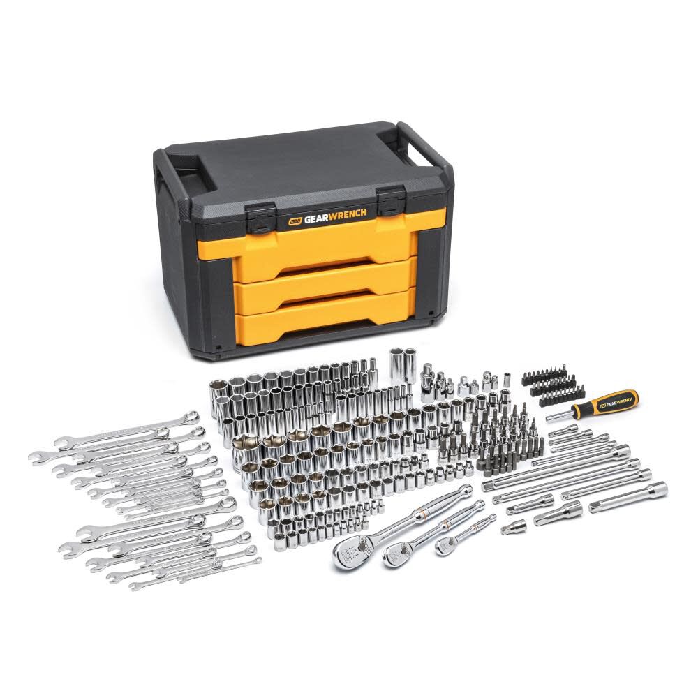 243 Pc. 6 Point Mechanics Tool Set in 3 Drawer Storage Box 80966