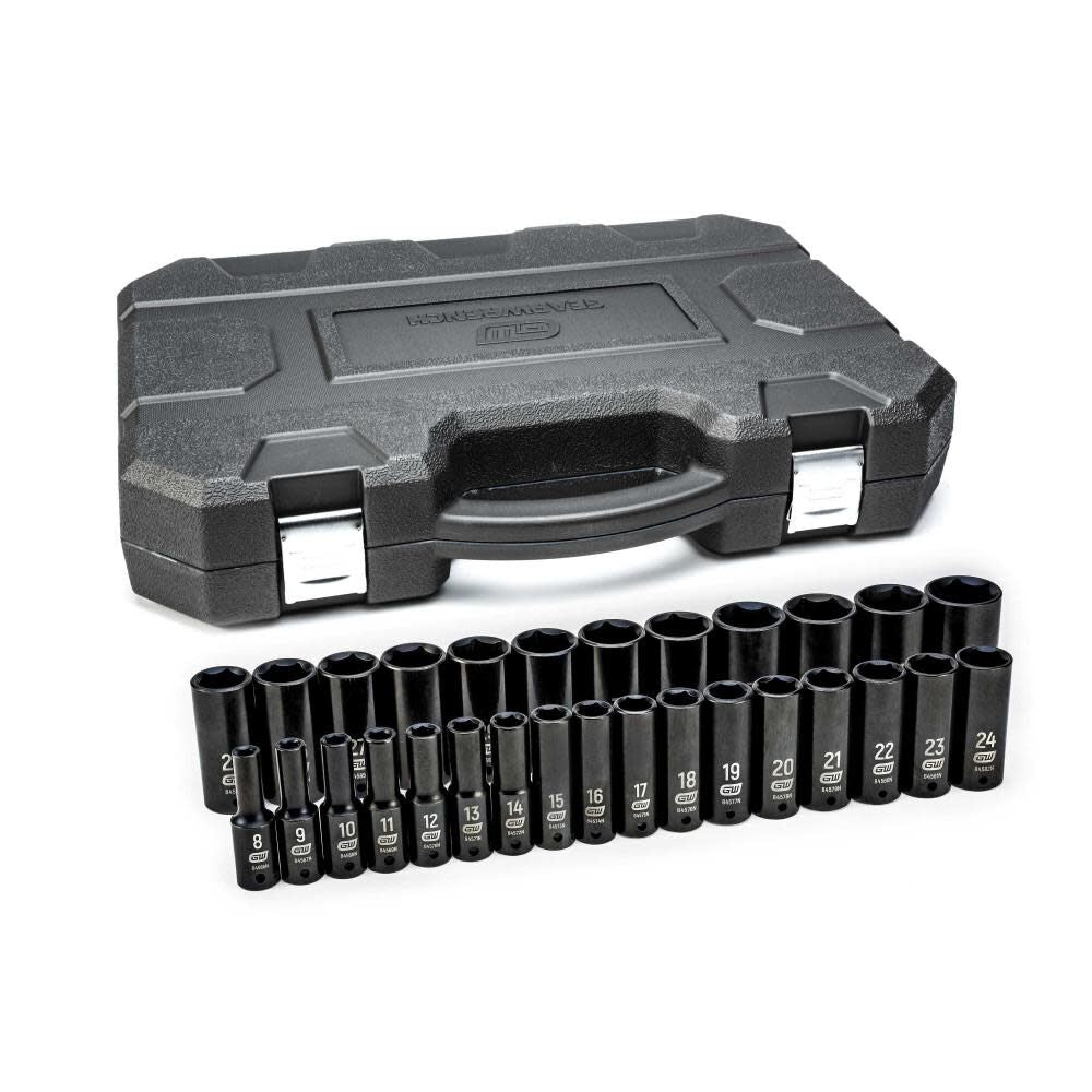 29pc. 1/2In. Drive 6 Point Deep Impact Socket Set 84935N