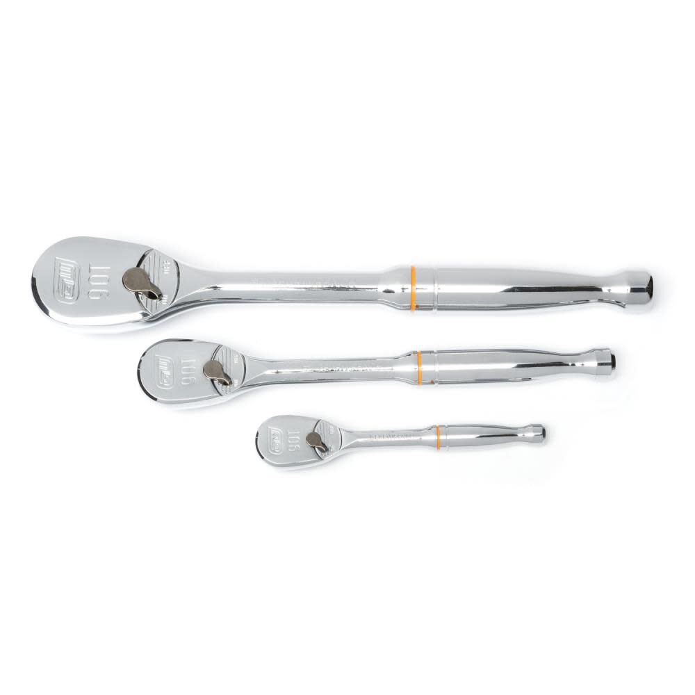 3 Piece 1/4in 3/8in and 1/2in 90 Tooth Ratchet Set 81206T