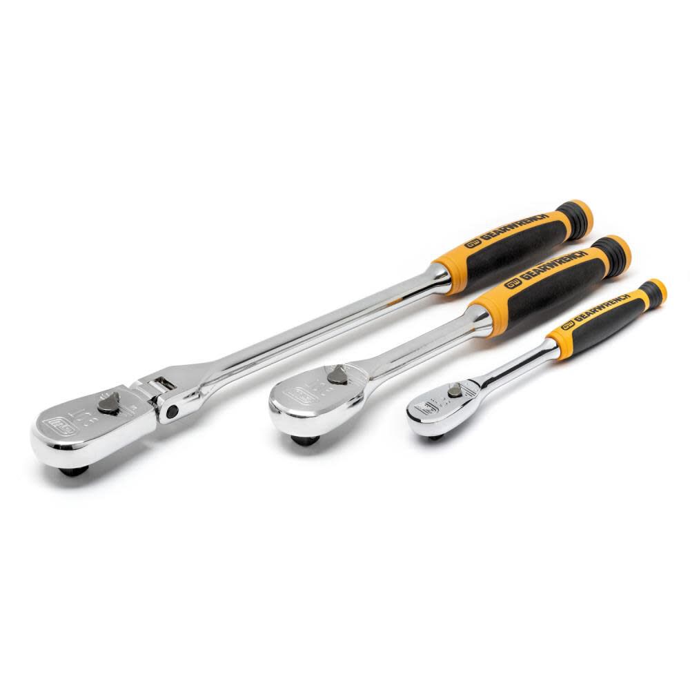 3 Piece 1/4in and 3/8in 90 Tooth Dual Material Ratchet Set 81203T