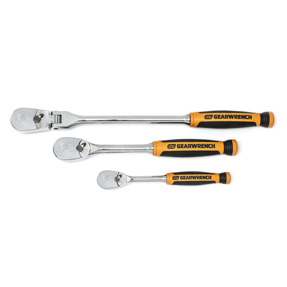 3 Piece 1/4in and 3/8in 90 Tooth Dual Material Ratchet Set 81203T