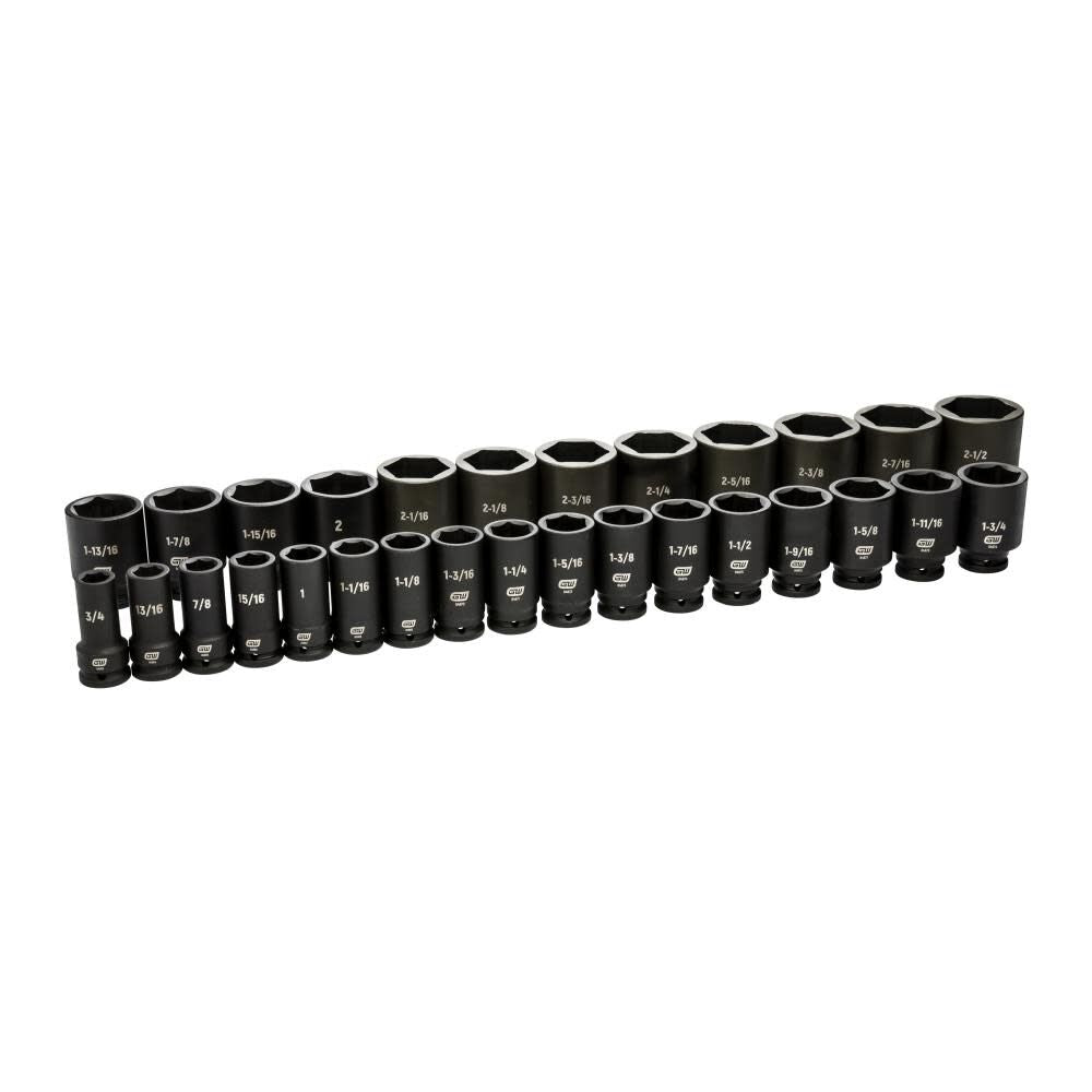 3/4in Drive 6 Point Deep SAE Impact Socket Set 29pc 84037