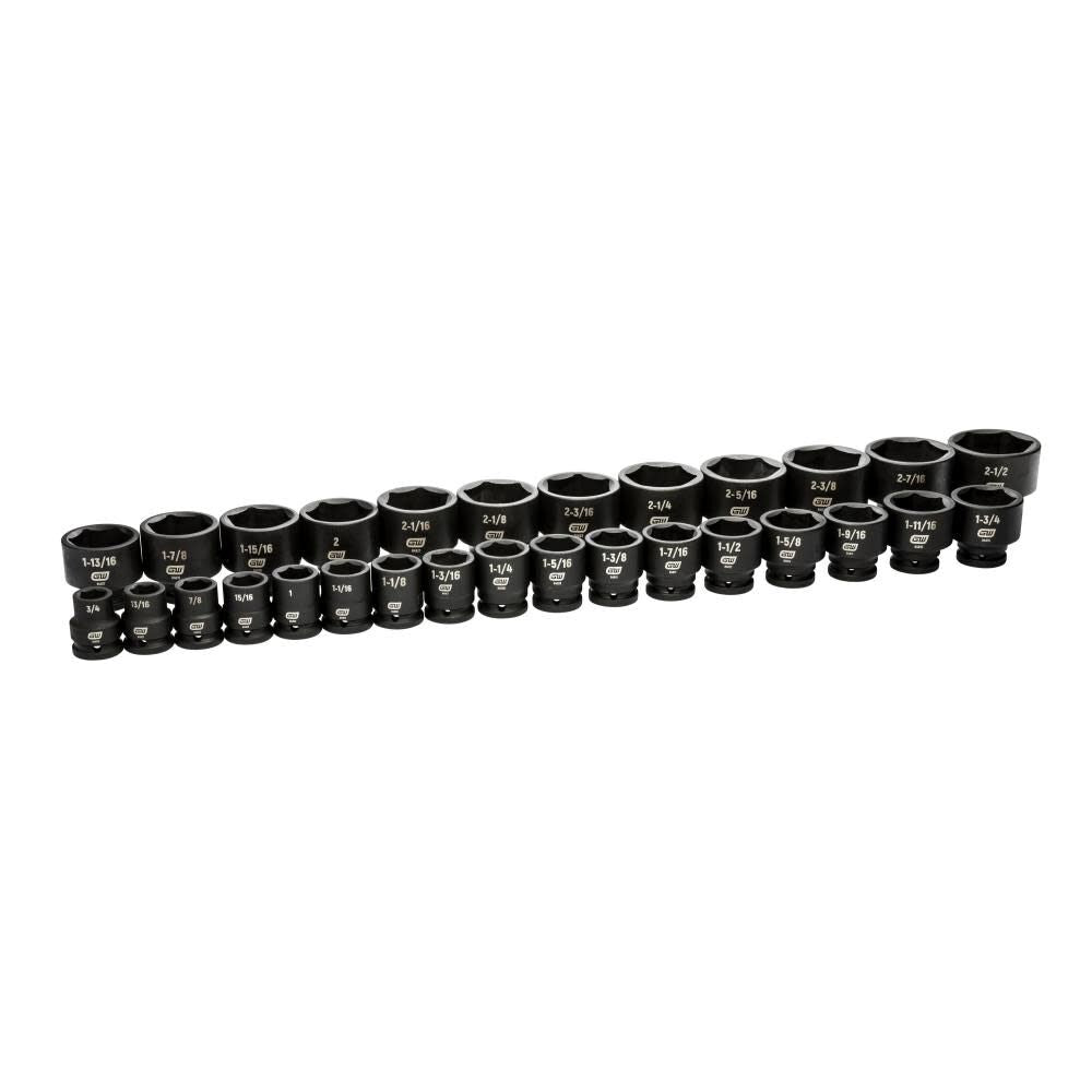 3/4in Drive 6 Point SAE Impact Socket Set 29pc 84035