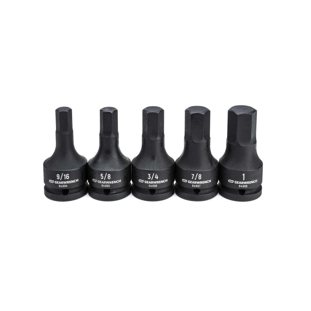 3/4in Drive Hex Bit Impact SAE Socket Set 5pc 84899