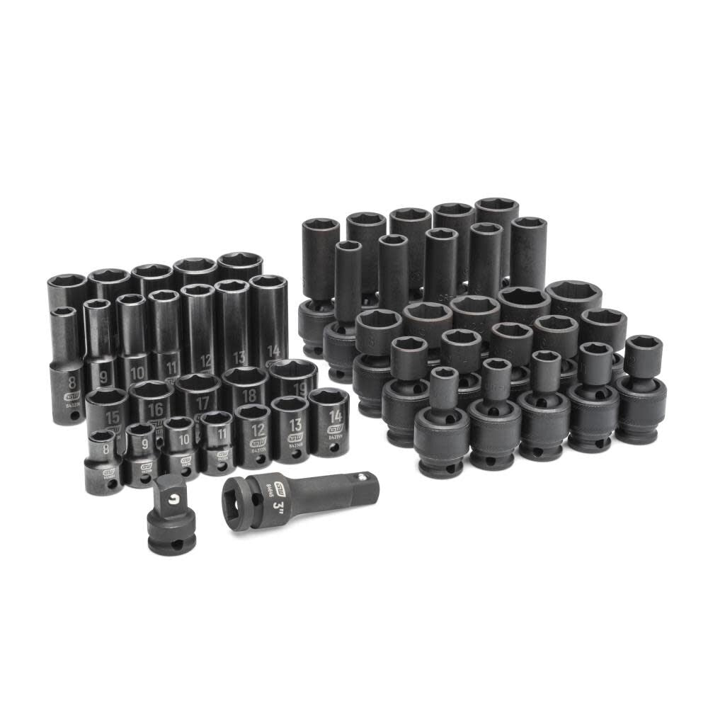 3/8in Drive 6 Point Metric Standard & Deep Impact Socket Set 51pc 89092