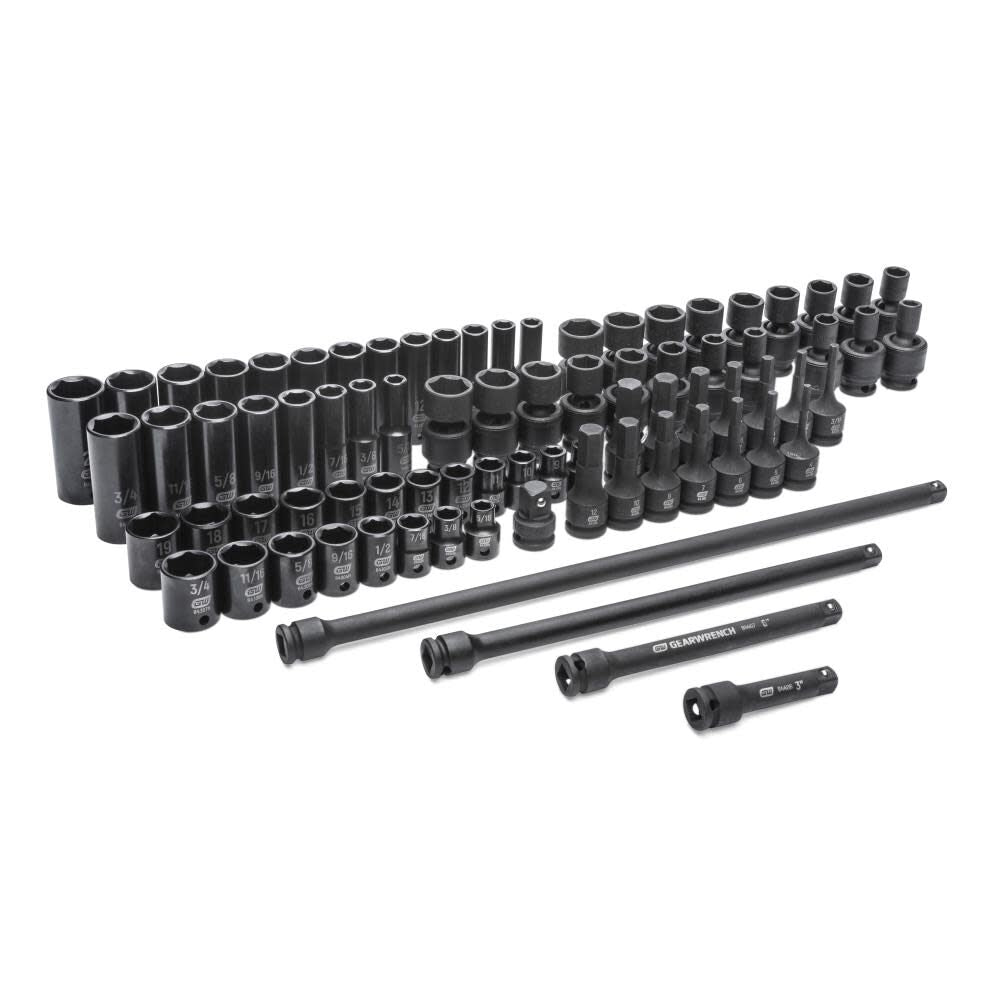 3/8in Drive Standard & Deep SAE/Metric Master Impact Socket Set 80pc 89093