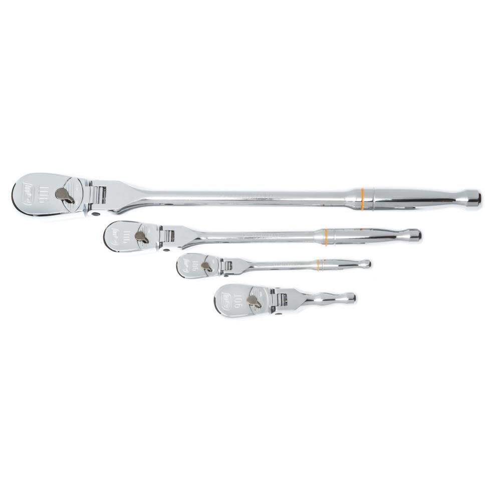 4 Piece 1/4in 3/8in and 1/2in 90 Tooth Dual Material Flex Head Ratchet Set 81230T