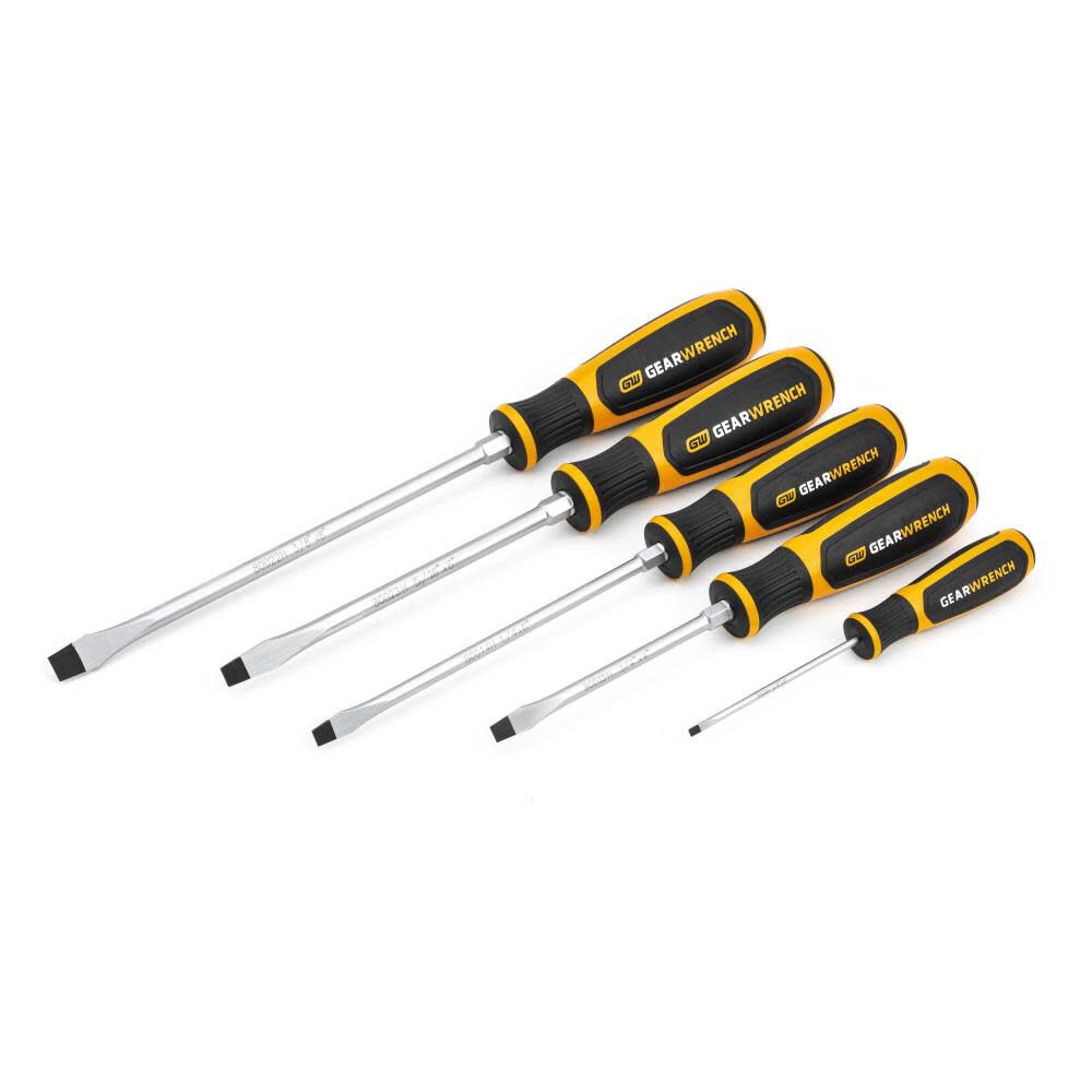 5 Pc Slotted Dual Material Screwdriver Set 80053H