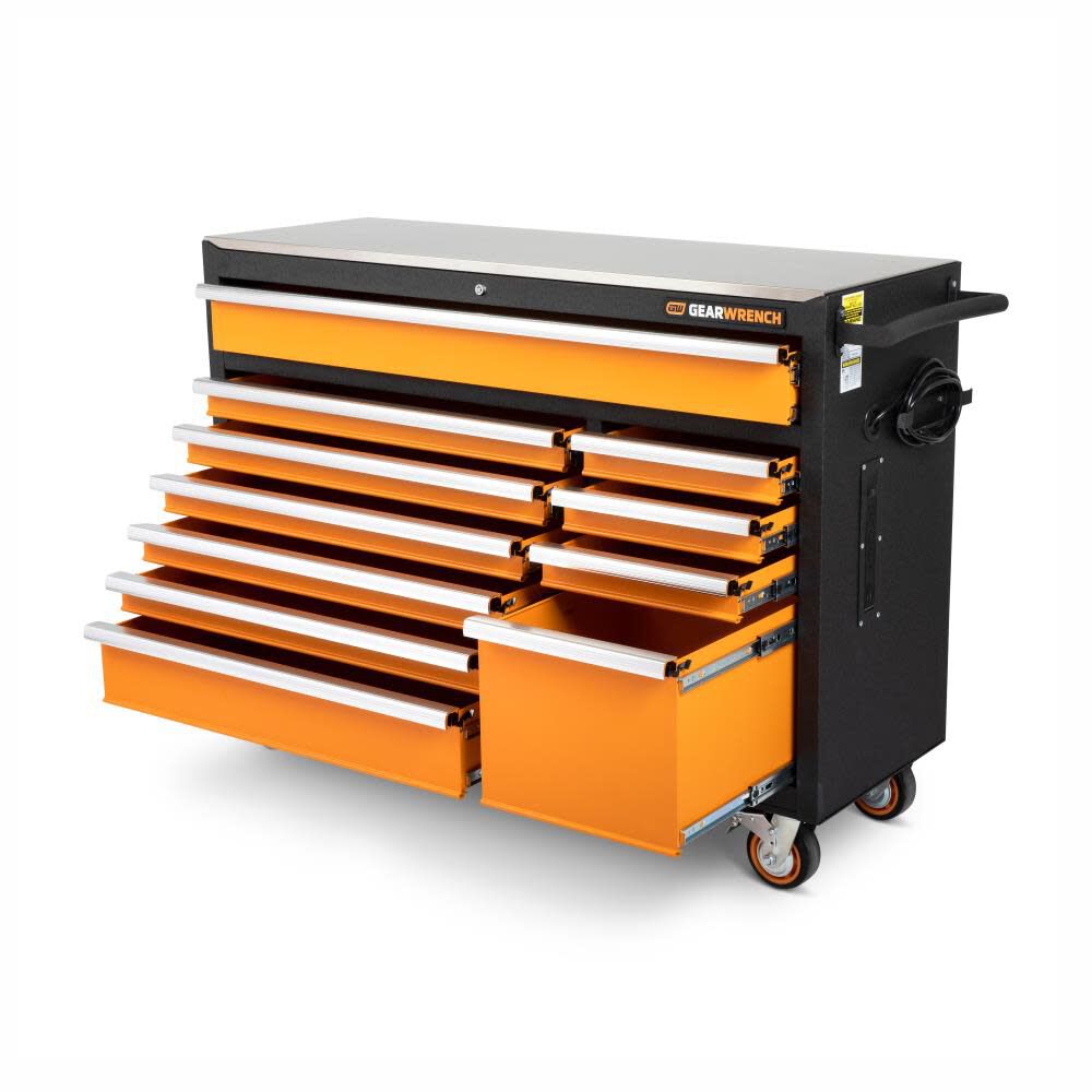 52 in 11 Drawer GSX Series Rolling Tool Cabinet with Stainless Steel Worktop 83247