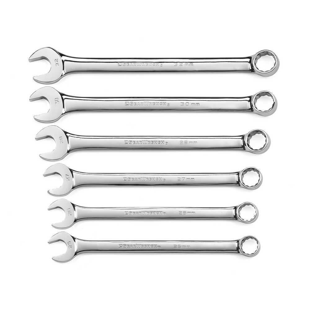 6 Piece 12 Point Long Pattern Combination Wrench Set Metric 81922