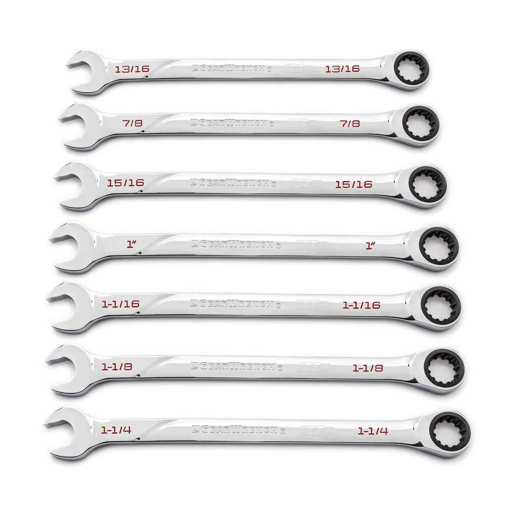 7 pc 120XP Universal Spline Sae XL Combination Ratcheting Wrench Set 86452