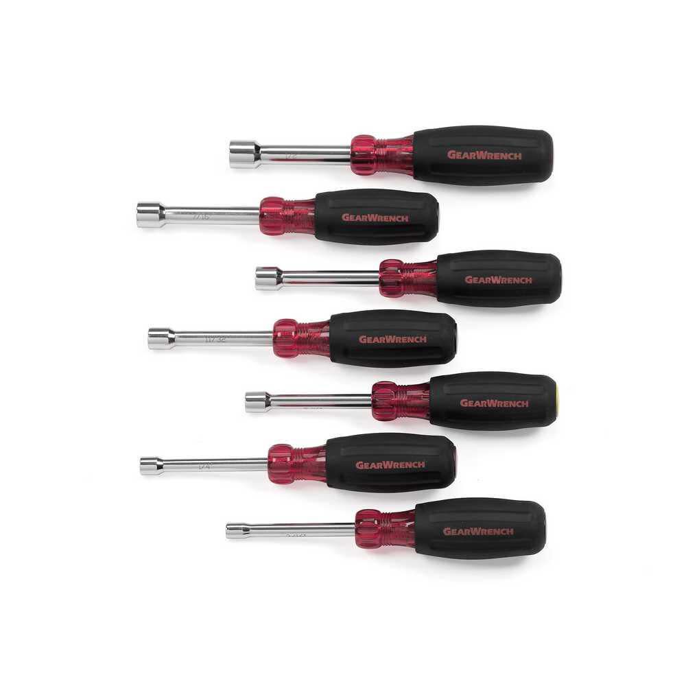 7 pc Full Hollow Shaft Cushion Grip SAE Nut Driver Set 82765