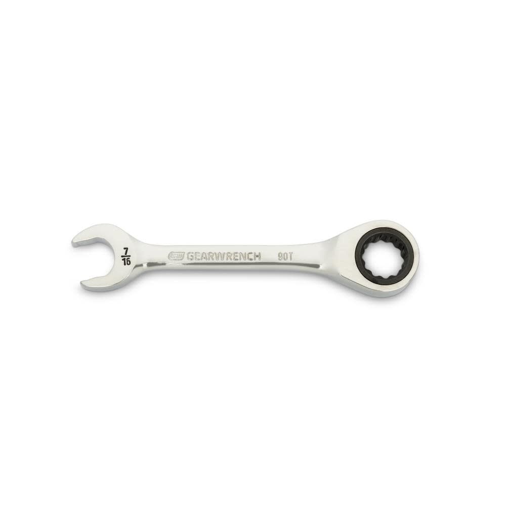 7/16 Inch 90-Tooth 12 Point Stubby Combination Ratcheting Wrench 86852