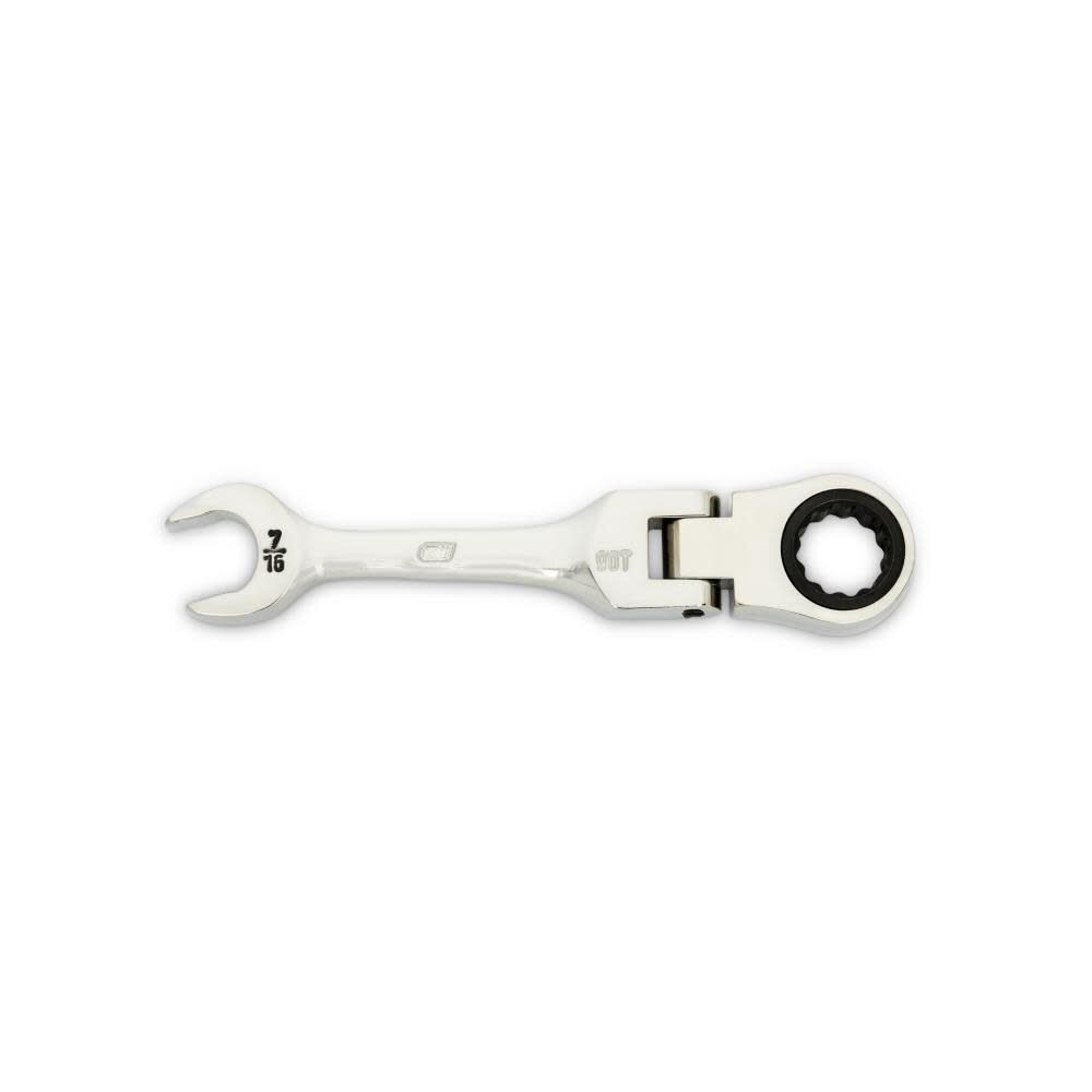 7/16 Inch 90-Tooth 12 Point Stubby Flex Combination Ratcheting Wrench 86872