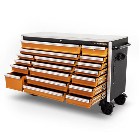 72 in 18 Drawer Rolling Tool Cabinet with Stainless Steel Worktop 83249