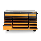 72 Inch 18 Drawer Rolling Tool Cabinet with Stainless Steel Worktop with Black Drawer Pull 83248