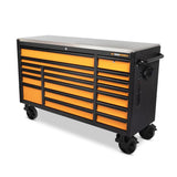 72 Inch 18 Drawer Rolling Tool Cabinet with Stainless Steel Worktop with Black Drawer Pull 83248