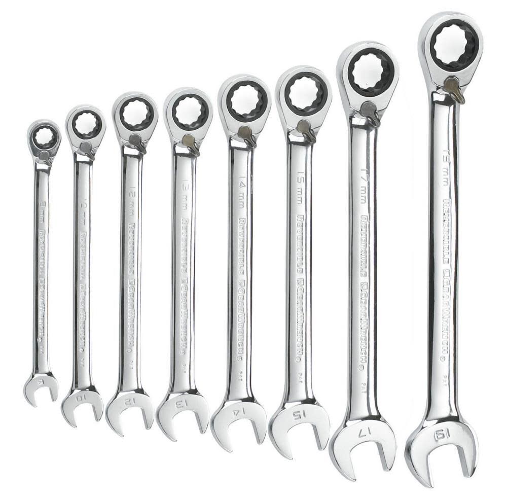 8 Piece 12 Point Reversible Ratcheting Combination Wrench Set Metric 9543