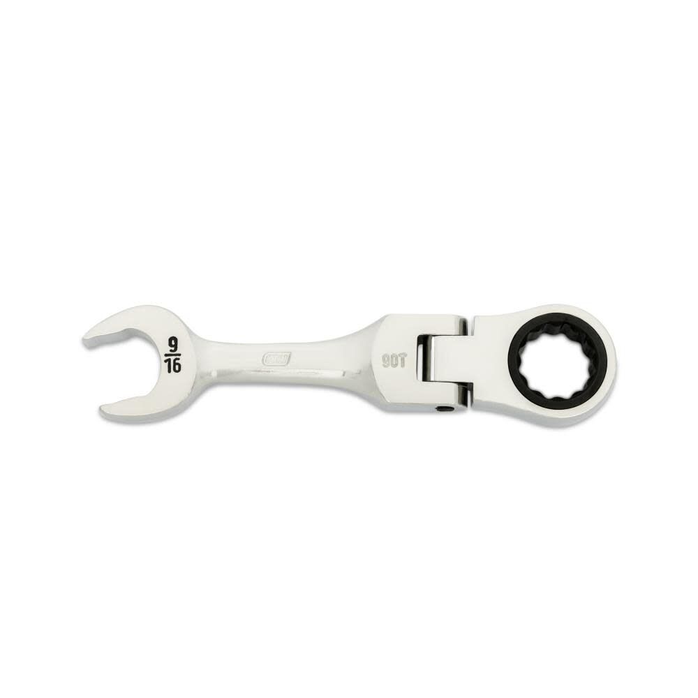 9/16 Inch 90-Tooth 12 Point Stubby Flex Combination Ratcheting Wrench 86874