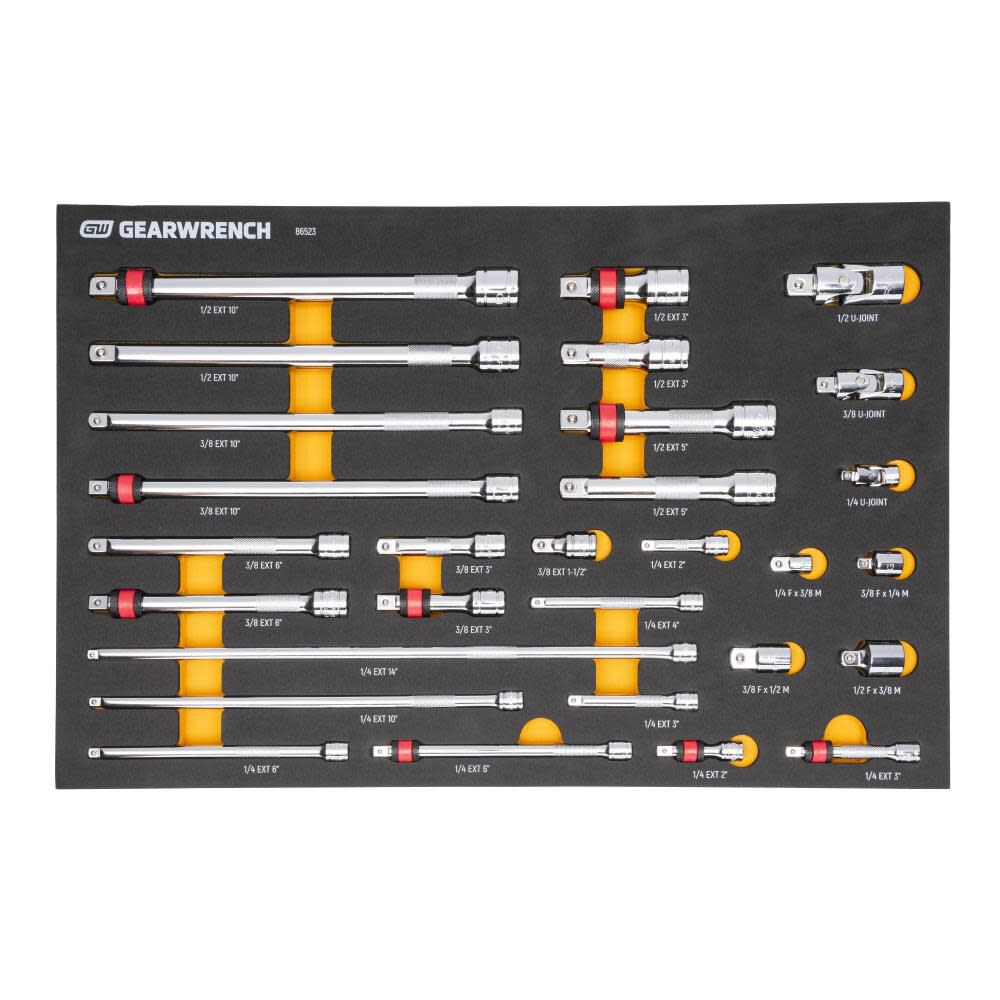 Chrome Tool Accessories Set 1/4in 3/8in 1/2in Drive 29pc 86523