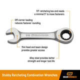 Combination Wrench Set 10 pc. Stubby Ratcheting Metric 9520D