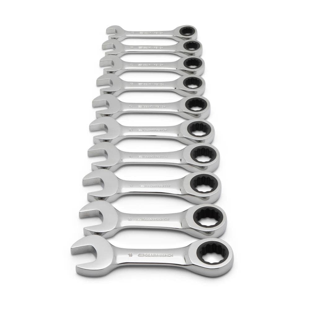 Combination Wrench Set 10 pc. Stubby Ratcheting Metric 9520D