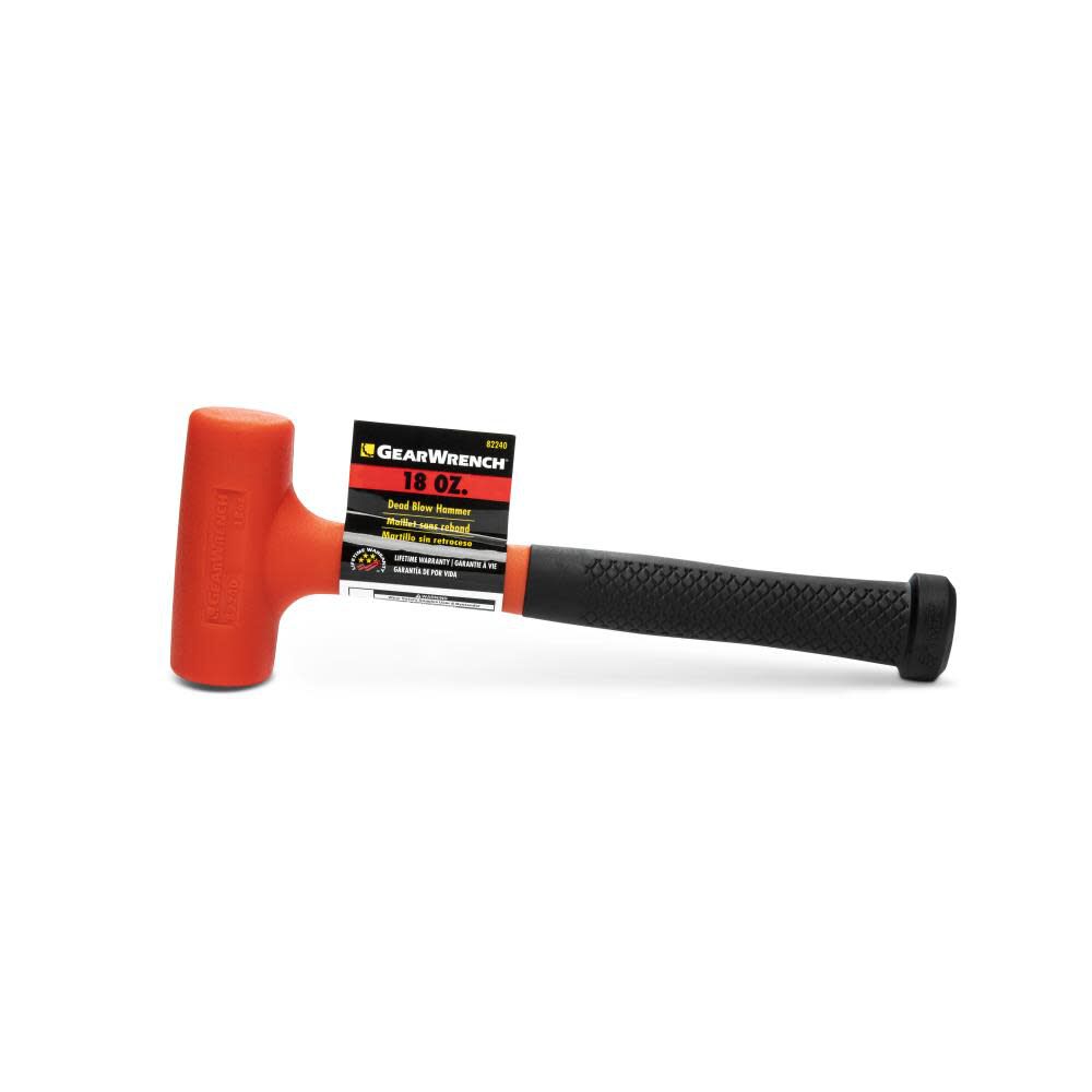 18-oz Rounded Face Steel Head Rubber Soft-faced Dead Blow Hammer 82240