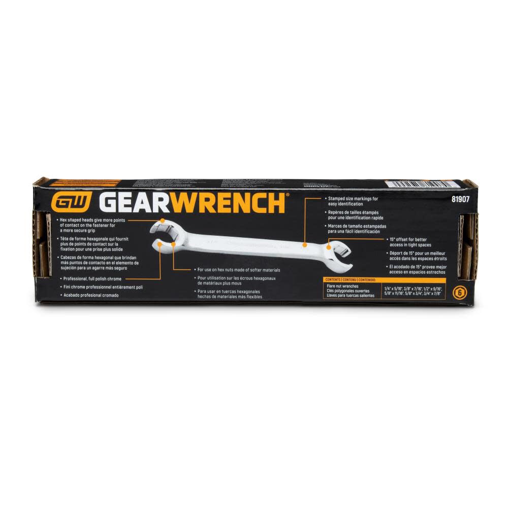 Flare Nut Wrench Set 6 Pc. SAE 81907