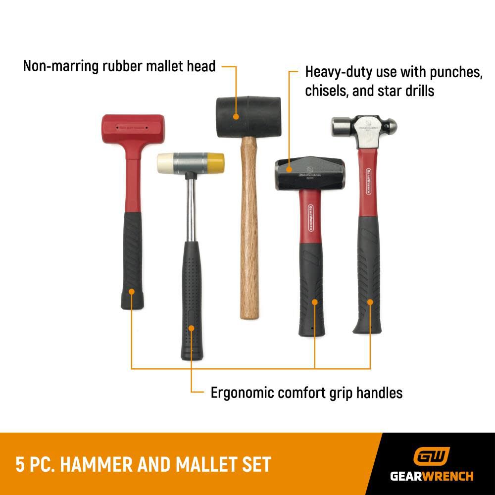 Hammer and Mallet Set 5pc 82303D