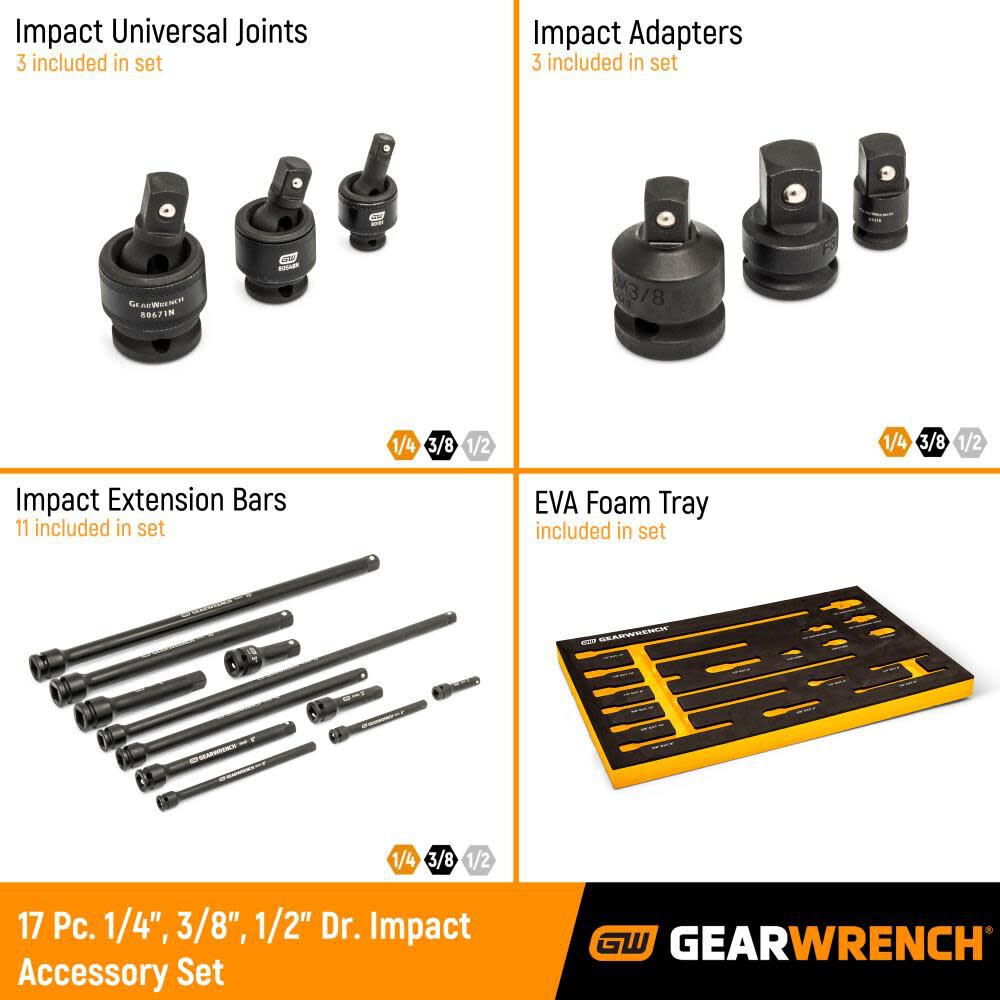 Impact Drive Tool Accessories Set 17pc 86524