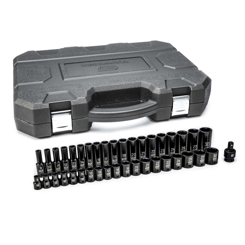 Impact Socket Set 39 pc 1/2 In Drive 6 Point Metric Standard/Deep 84948N