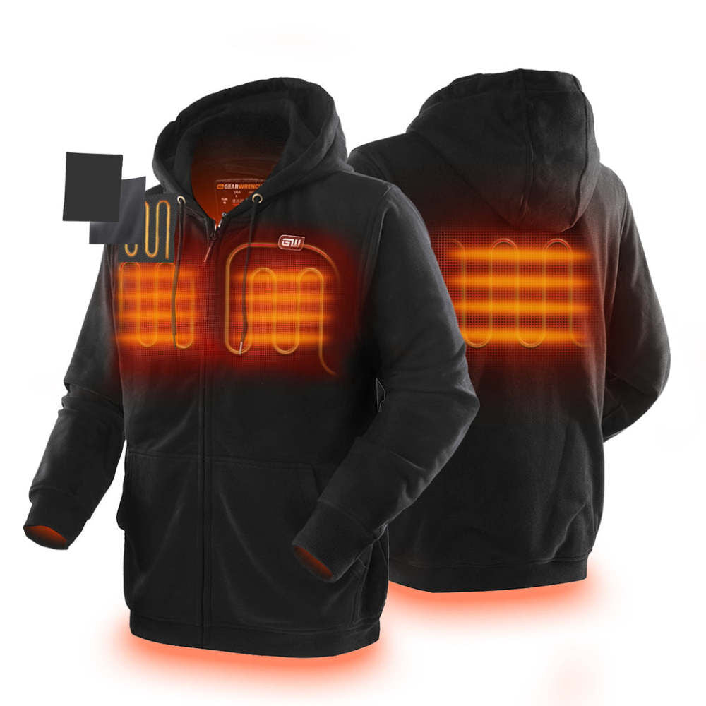 Mens Black Heated Full Zip Hoodie Kit GUHF-02A-BK0