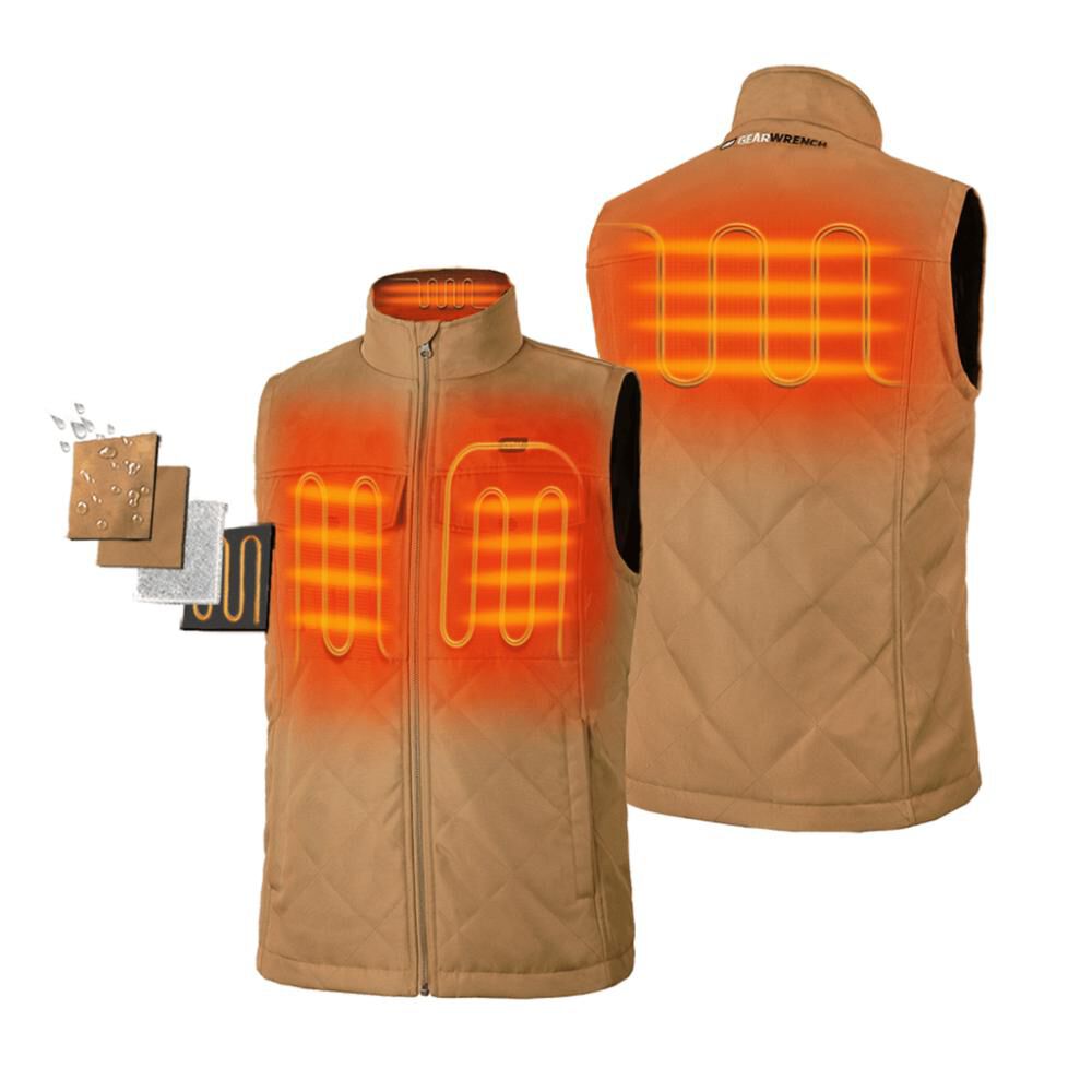 Mens Khaki Heated Quilted Vest Kit GMVQ-01A-KK0