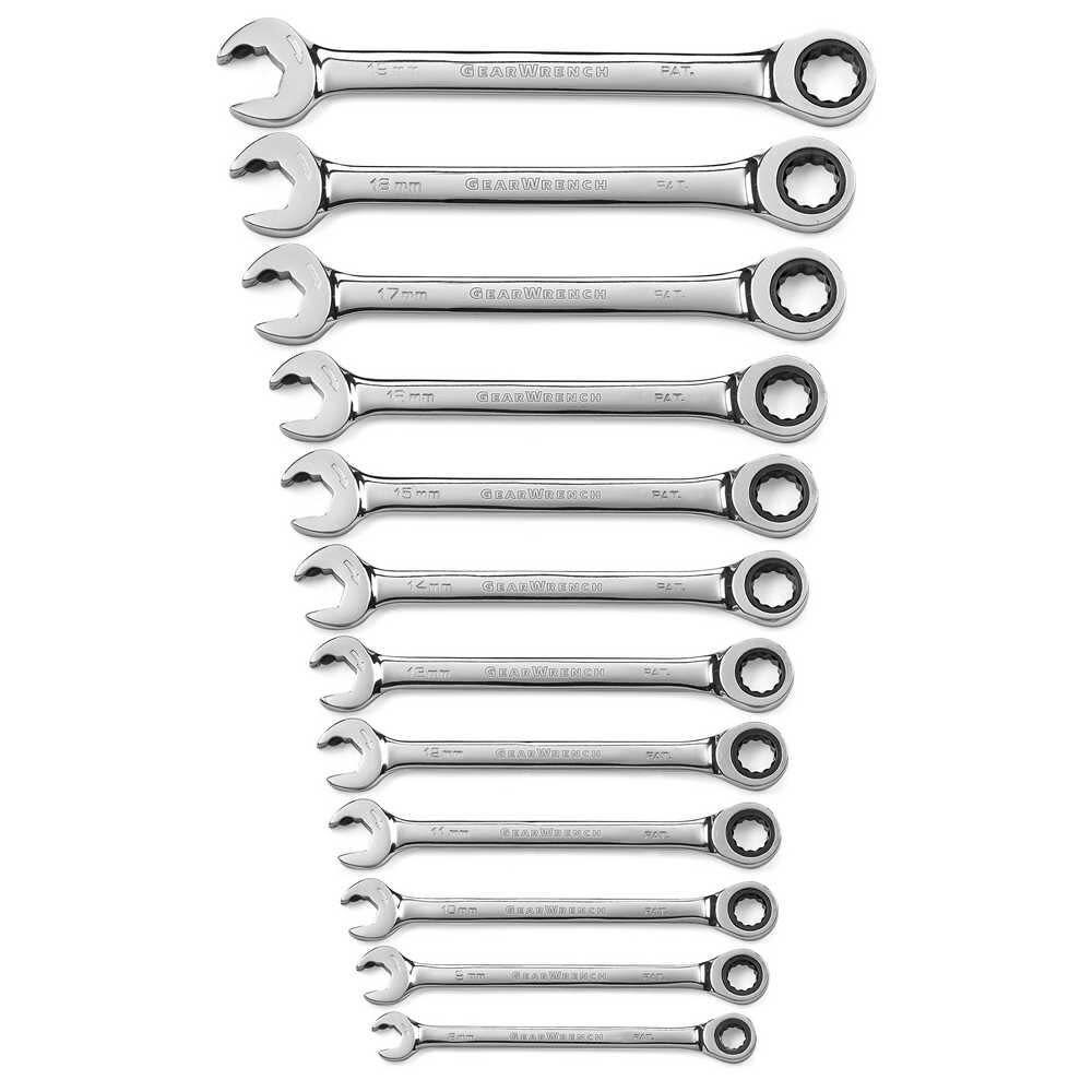 Open End Ratcheting Wrench Set 12 Pc. Metric 85597