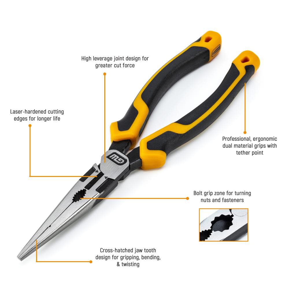 Pitbull Long Nose Pliers 6in Dual Material 82176C-06