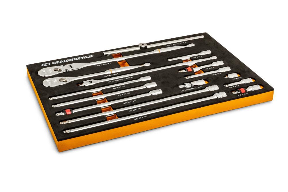 Ratchet & Drive Tool Set 1/2in 90T with EVA Foam Tray 16pc 86522