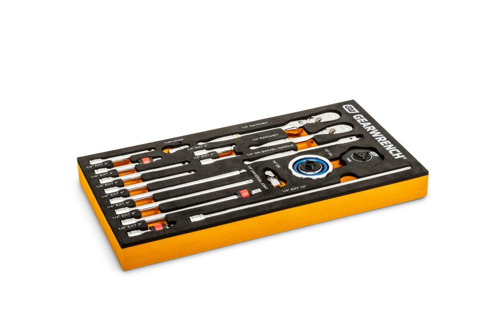Ratchet & Drive Tool Set 1/4in 90T with EVA Foam Tray 18pc 86520